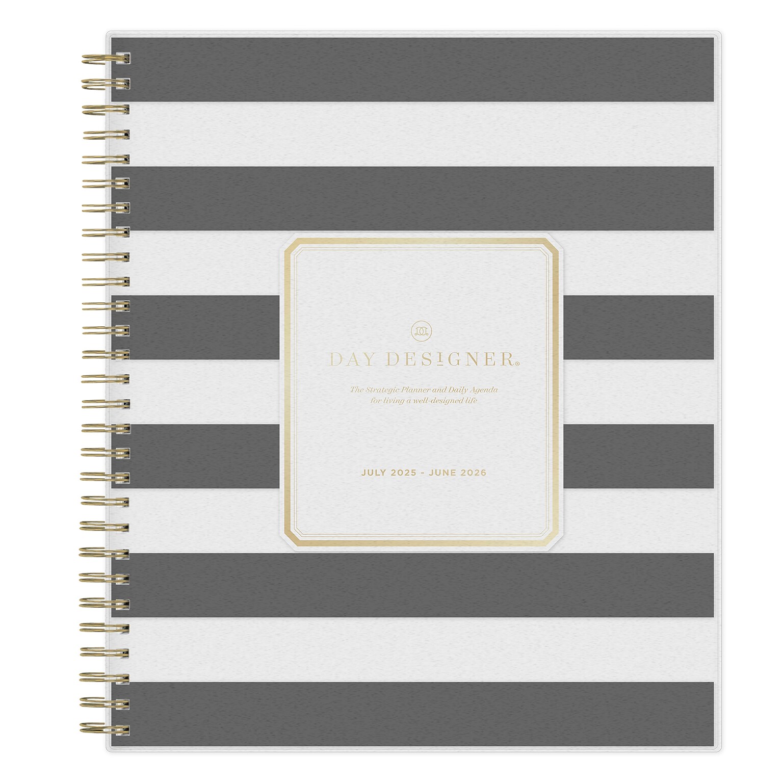 2025-2026 Day Designer for Blue Sky Rugby Stripe 8 x 10 Academic Daily & Monthly Personal Organizer (137885-A26)