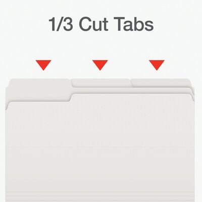 Pendaflex Heavy Duty File Folder, 1/3-Cut Tab, Assorted, Legal Size, White, 100/Box (1007034)