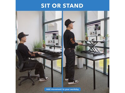Mount-It! 47"W Manual Rectangular Adjustable Standing Desk Converter, Black (MI-15009L)