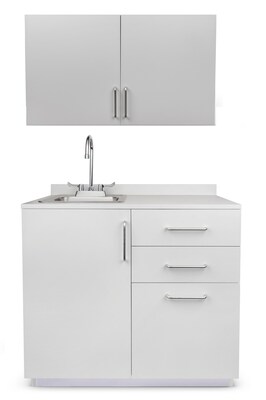 Viva Comfort 36 H x 36 W Exam Room Medical Cabinet with Left Sink and 36 W Wall Cabinet, 3 Drawers, Gray (90236LS-GRY-WAL)