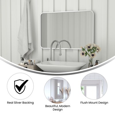 Flash Furniture Jada Decorative Wall Mirror, 24" x 36" Matte Silver (HMHD22M199YBNSV)