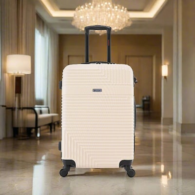 InUSA Resilience 25.59" Hardside Suitcase, 4-Wheeled Spinner, TSA Checkpoint Friendly, Sand (IURES00M-SAN)