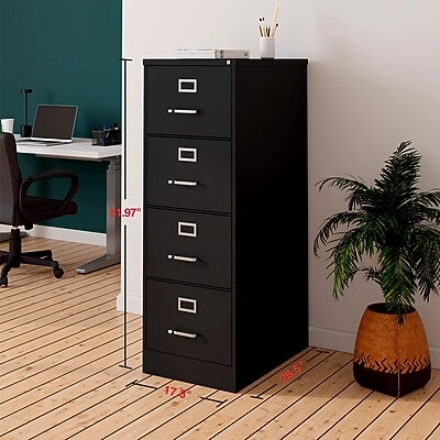 Quill Brand® Commercial 4 File Drawer Vertical File Cabinet, Locking, Black, Legal, 26.5"D (13450D)