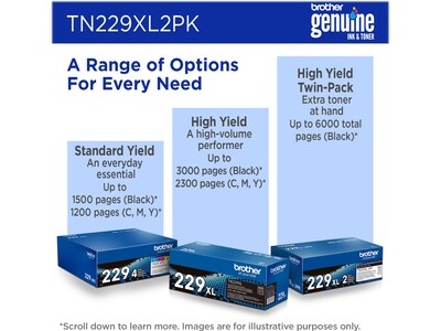 Brother TN229XL Black High Yield Toner Cartridge, 2/Pack (TN229XL2PK)