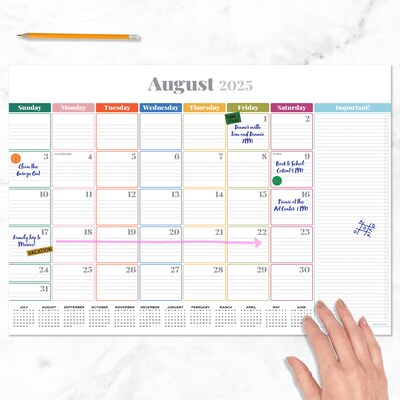 2025-2026 TF Publishing Rainbow Blocks 17 x 12 Academic Monthly Desk Pad Calendar (AY26-8504)