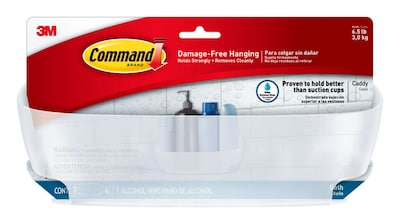 Command Shower Caddy, Clear 1 Caddy, 4 Mounting Bases, 4 Large Strips/Pack (BATH11-ES)