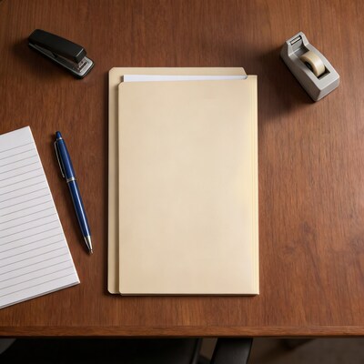 Staples End Tab File Folder, Straight Cut, Legal Size, , Manila, Reinforced Tab, 100/Box (ST62571)