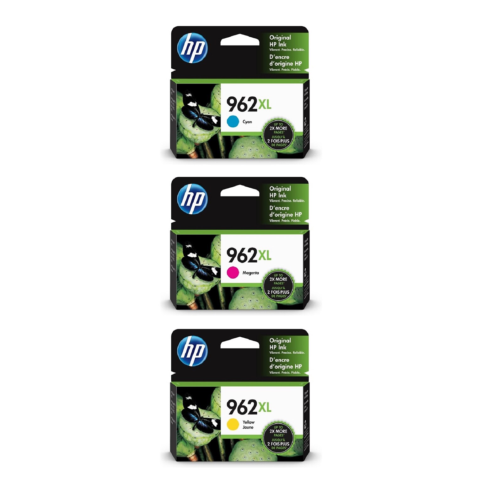 HP 962XL Cyan/Magenta/Yellow High Yield Ink Cartridge Set, 3/Pack
