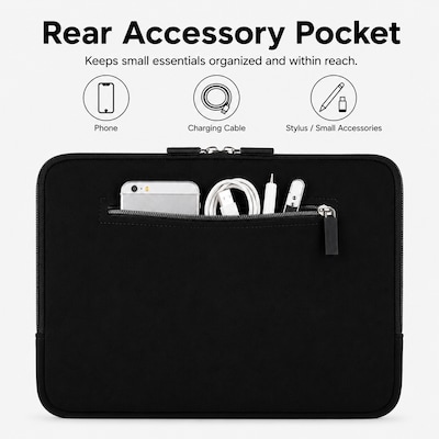SumacLife 13" Microsuede Laptop Sleeve, Black (NbkLea674)