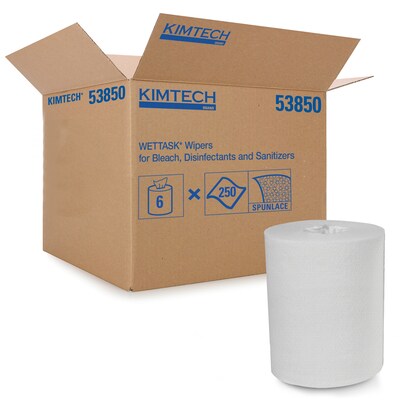 Kimtech WetTask Prep Wipes, 250/Roll, 6 Rolls/Carton (53850)