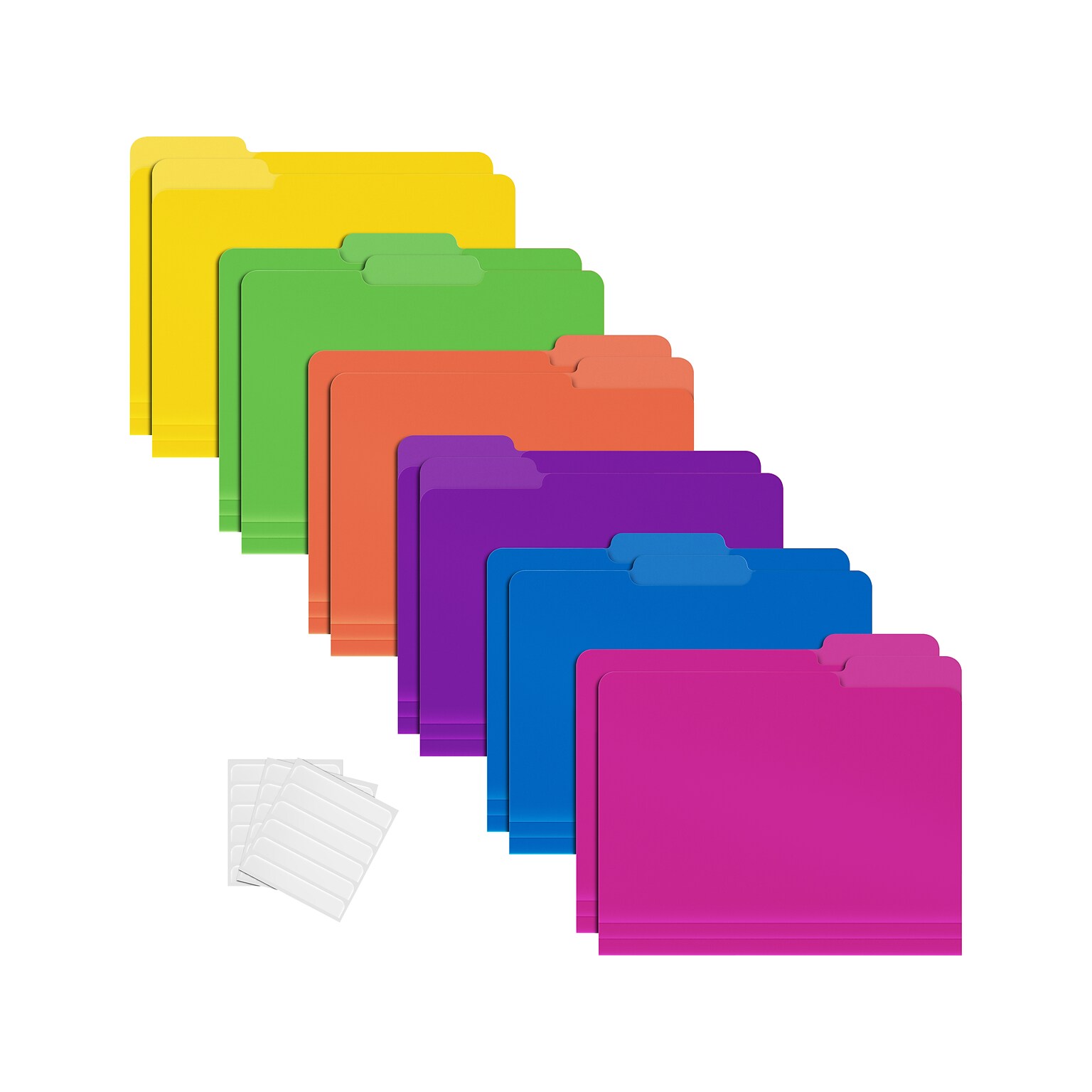 Better Office Heavy-Duty File Folders, 1/3-Cut Tab, Letter Size, Polypropylene, Neon Assorted Colors, 12/Pack (89021-12PK)