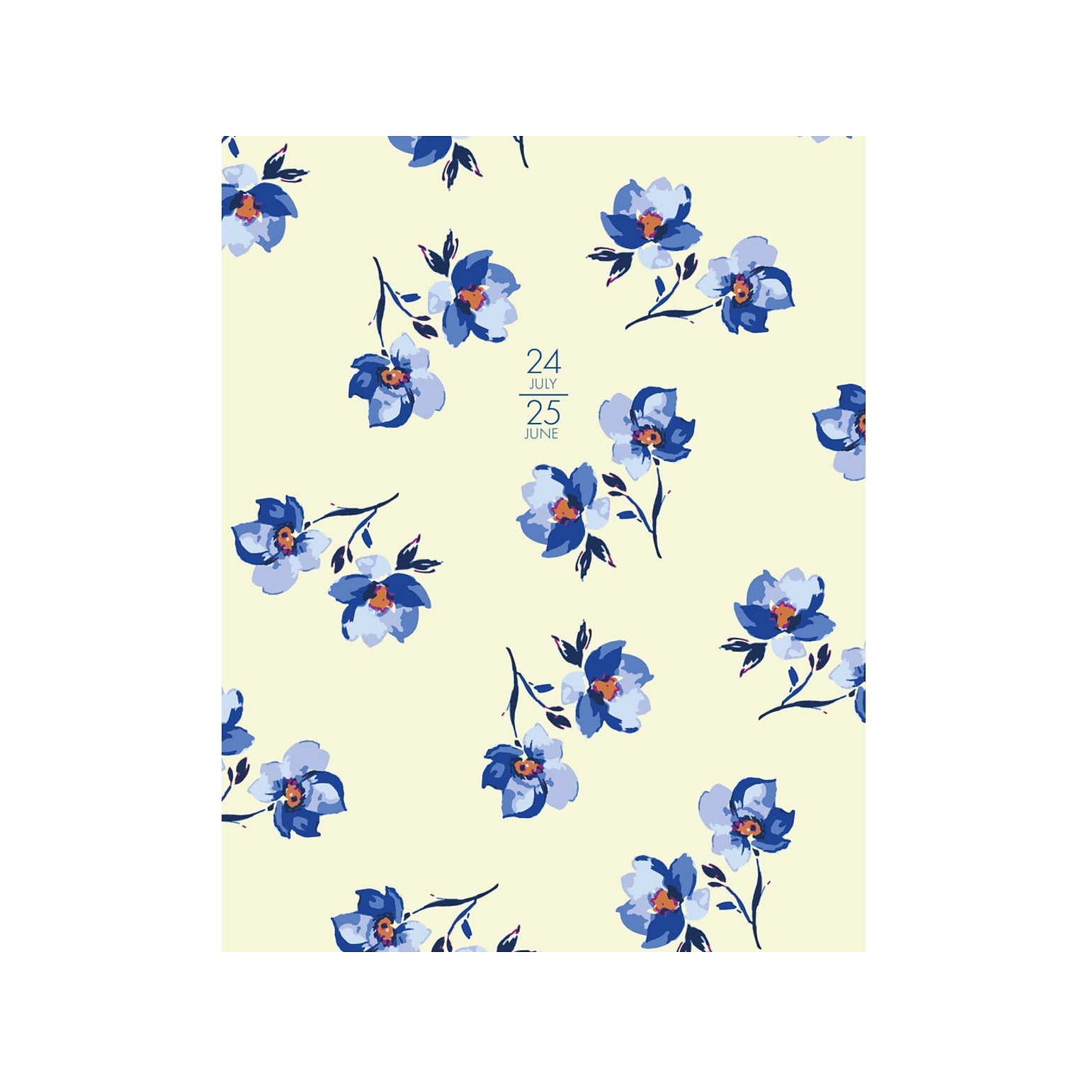 2024-2025 Willow Creek Blue Bell Floral 7.5 x 9.5 Academic Monthly Planner, Paper Cover, Yellow/Blue (47620)