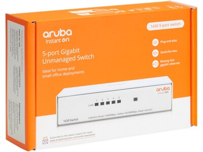 Aruba Instant On 1430 5-Port Gigabit Ethernet Unmanaged Switch, White (R8R44A#ABA)
