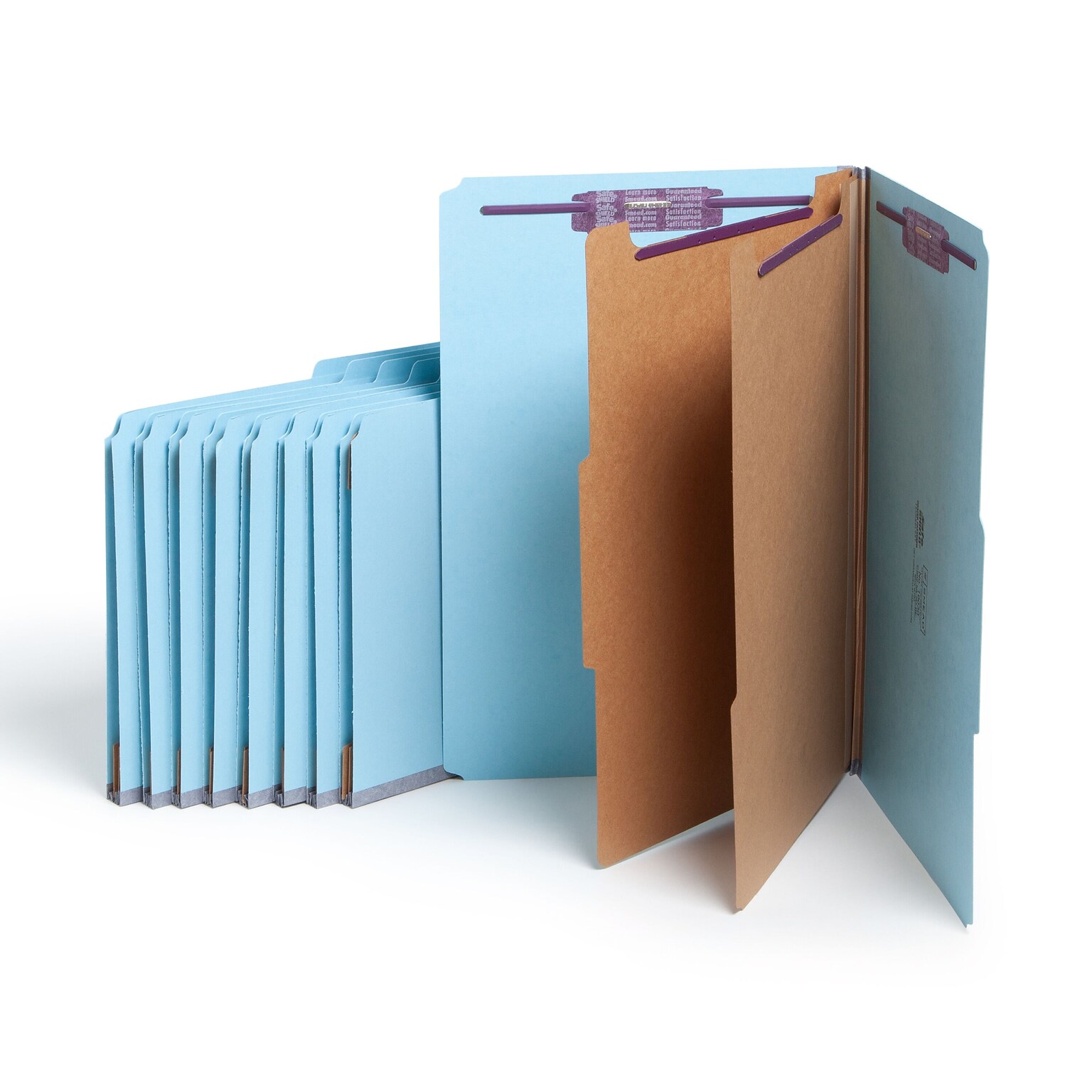 Smead 50% Recycled Pressboard Classification Folder, Legal Size, 2 Dividers, Blue, 10/Pack (19030)