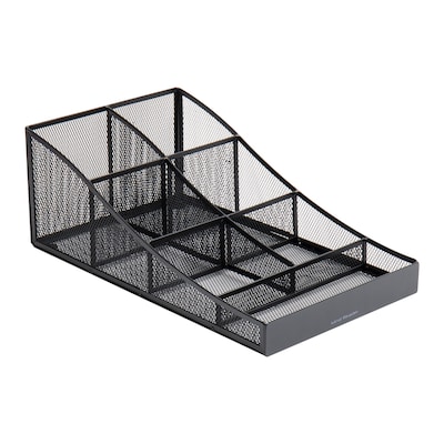 Mind Reader 7-Compartment Metal Coffee Cup and Condiment Organizer, Black (COMP7MESH-BLK)