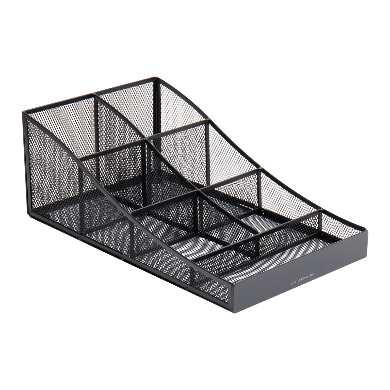 Mind Reader 7-Compartment Metal Coffee Cup and Condiment Organizer, Black (COMP7MESH-BLK)