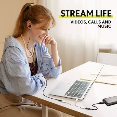 Overtime USB-C to USB-C & 3.5mm Audio and 100W Charging Splitter Adapter, White (OADCTC35WH)