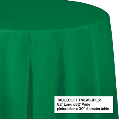 Creative Converting Touch of Color Round Plastic Tablecloth, Emerald Green, 12/Pack (703261)