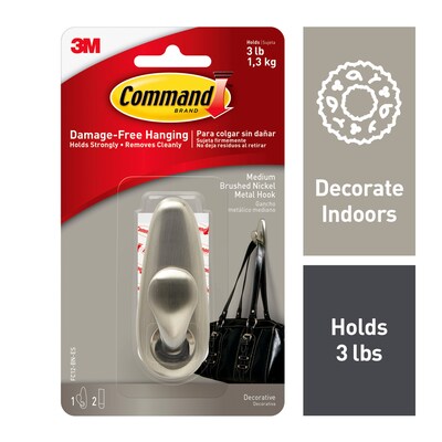 Command Medium Forever Classic Hook, Brushed Nickel (FC12-BN-ES)