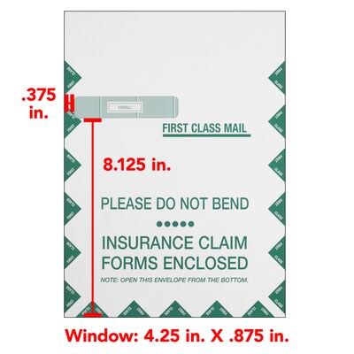 ComplyRight UB-04 Self Seal Document Envelopes, 9" x 12 1/2", White/Green, 100/Box (1492LL)