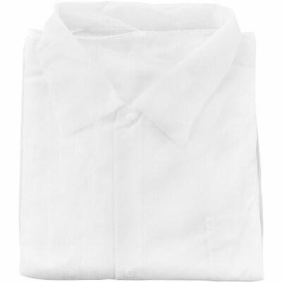 Global Industrial Disposable Polypropylene Lab Coat, Elastic Wrists, Medium, 25/Case (708208M)