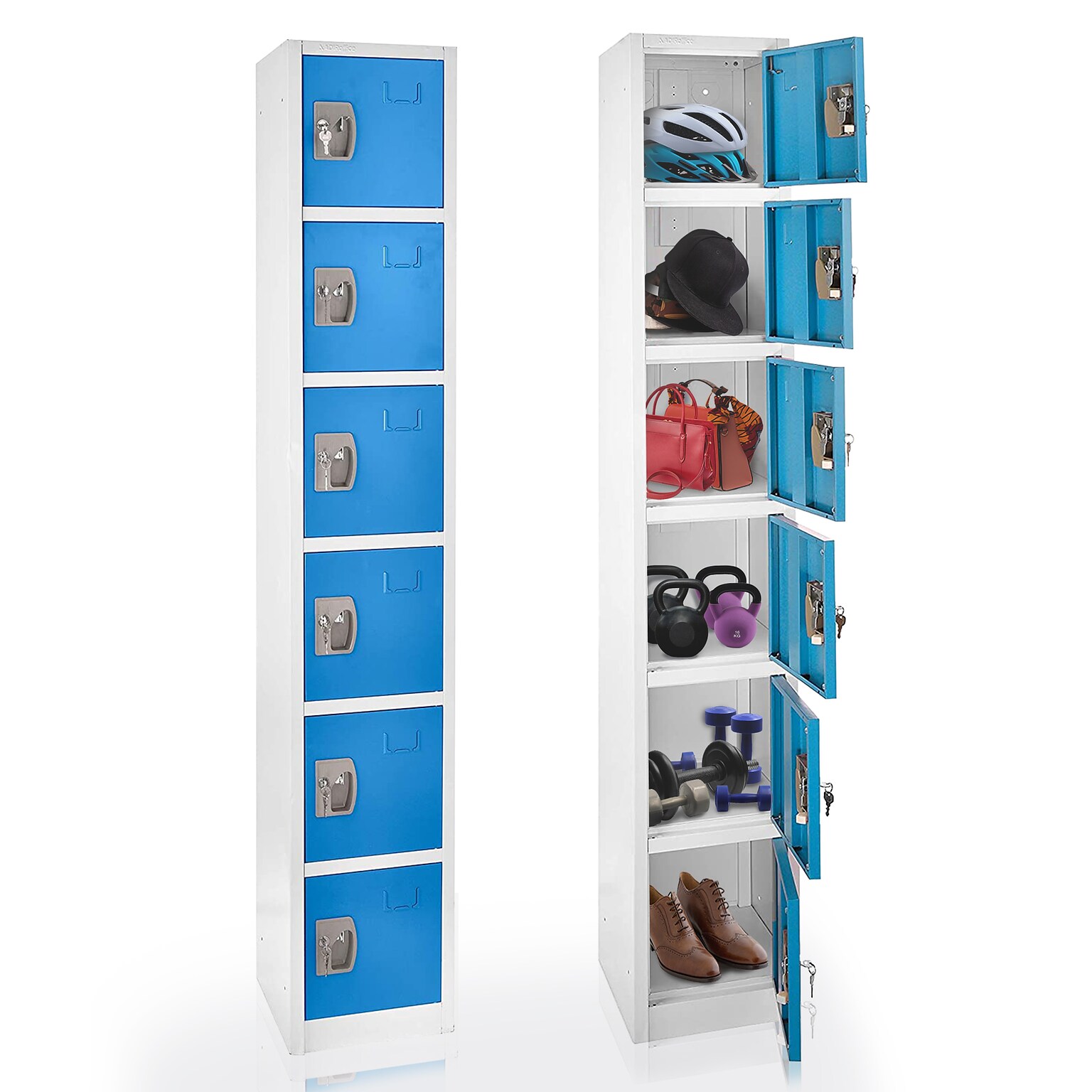 AdirOffice 72 6-Tier Key Lock Blue Steel Storage Locker (629-206-BLU)