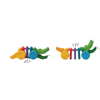 Plan Toys Rainbow Dancing Alligator Wooden Pull Toy, Multicolored (PTS1416)