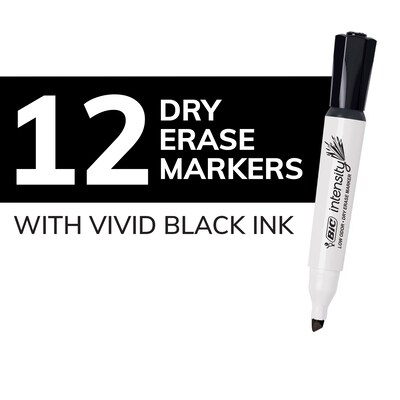 BIC Intensity Tank Dry Erase Markers, Chisel Tip, Black, 12/Pack (GDEM11-BLK)