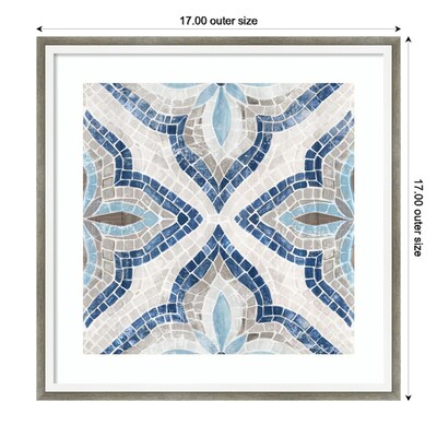 Amanti Art Blue Moroccan Tile by Eva Watts Wood Framed Wall Art Print, 17" x 17" (A42675547098)