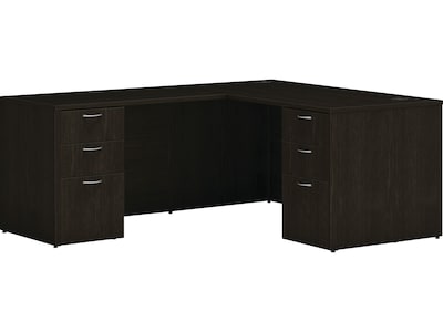 HON Mod 60"W L-Shaped Double-Pedestal Desk, Java Oak (HLPL6072LDESK2BBFJA1)