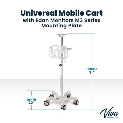 Viva Comfort Universal Vital Signs Monitor Mobile Stand with Mounting Plate for Edan M3, White (ADIME912-C-MP-06-MK)