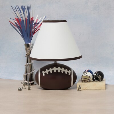 Simple Designs SportsLite 11.5" Tall Athletic Sports Football Base Ceramic Bedside Table Desk Lamp (LT1081-FTB)