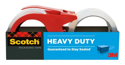 Scotch® Heavy Duty Shipping Packaging Tape, 1.88 x 38.2 yds., Clear, 2 Rolls and 1 Dispenser (3850S
