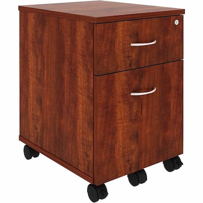 Lorell Standard File 2-Drawer Mobile Cabinet, Letter Size, Non-Lockable, 22.9H x 15.8W x 19.9D, Cherry (LLR16239)