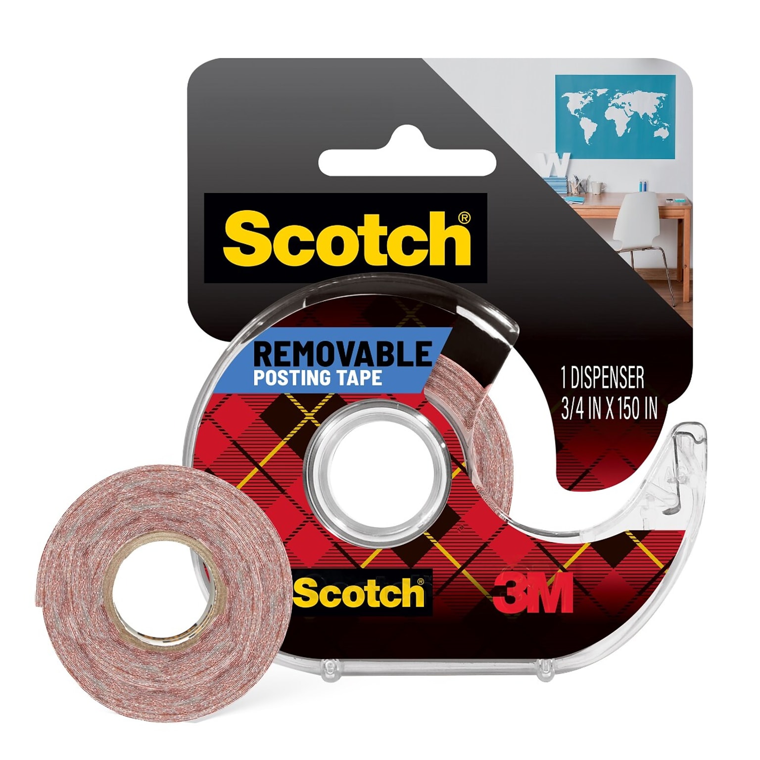 Scotch Poster Indoor Double-Sided Mounting Tape, 0.75 x 4.16 yds., Clear (109)