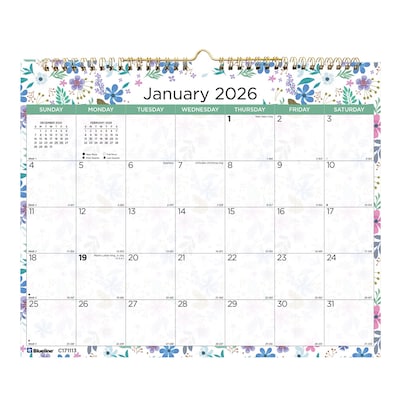2026 Blueline Wildflowers 15 x 12 Monthly Wall Calendar (C171113)