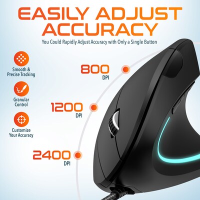Delton Ergonomic 12 Ergonomic Vertical Optical USB Gaming Mouse, Black (DMERG12-U)