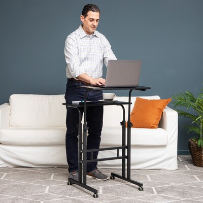 Mind Reader 27.5- 39 Mobile Adjustable Sit/Stand Desk, Black (SDROLLXL-BLK)