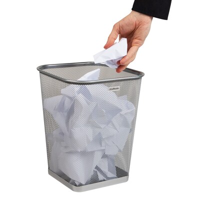 Mind Reader Metal Trash Can Without Lid, 5 Gallon, Silver, 2/Pack (2SQUAGA-SIL)