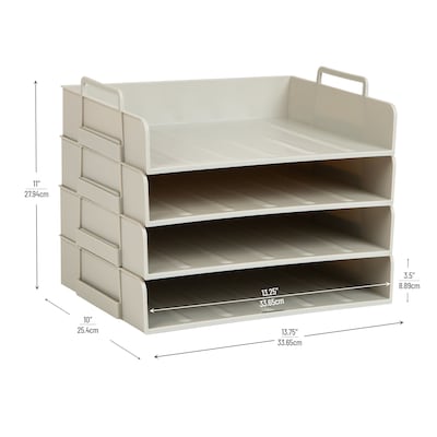 Mind Reader Plastic Side Loading Stackable Letter Tray, Letter Size, Beige (DANSTACK4-BEI)