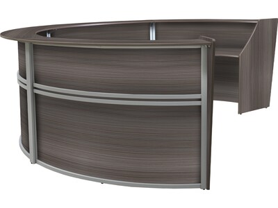 Regency Marque 142"W Curved Reception Desk Workstation, Driftwood Gray (77294GY)