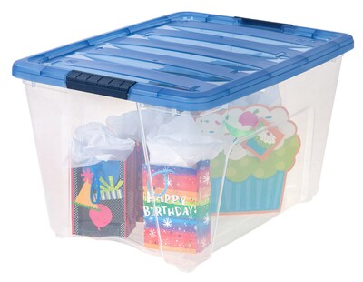 IRIS Stack & Pull 54 Qt. Latch Lid Storage Box, Clear (100242)