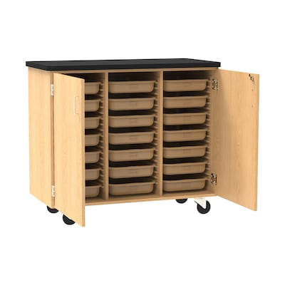 Diversified Woodcrafts 41.5 Mobile Tote Tray Storage Cabinet, Oak (4751K)