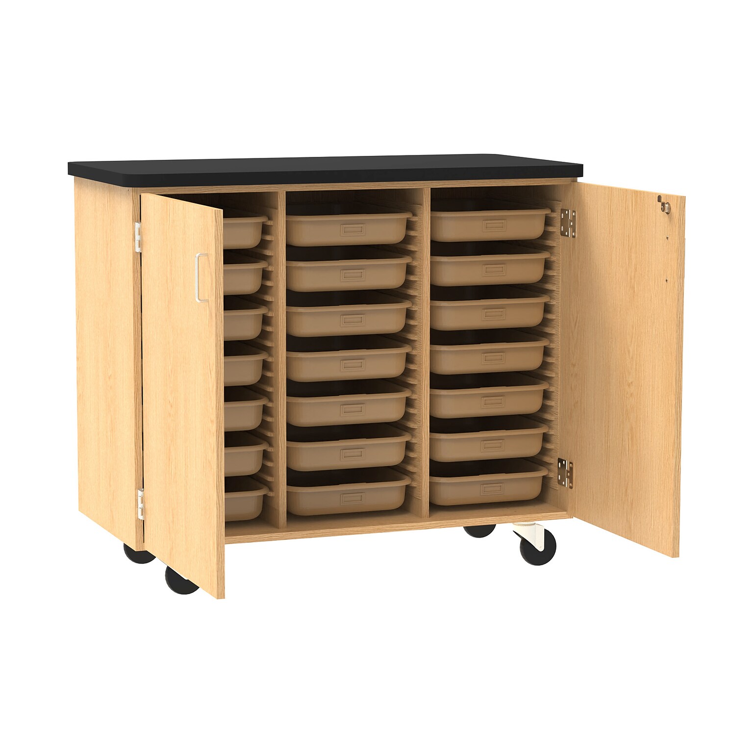 Diversified Woodcrafts 41.5 Mobile Tote Tray Storage Cabinet, Oak (4751K)