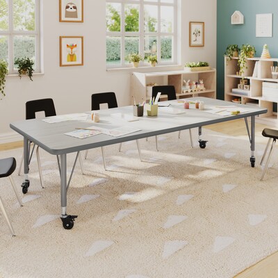 Flash Furniture Wren Rectangular Activity Table, 72 x 30, Height Adjustable, Light Gray Top/Silver Frame (XUA3072RECLGTPC)