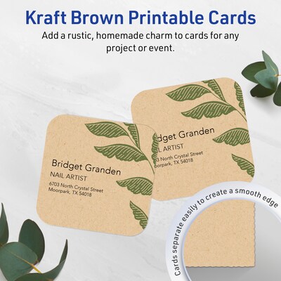 Avery Business Cards, 2-1/2 x 2-1/2, Matte Kraft Brown, 90/Pack (95327)