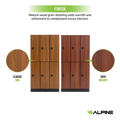 Alpine Industries 72" 2-Tier 3-Column Storage Locker, Oak (701-O-3-TPL-MK)