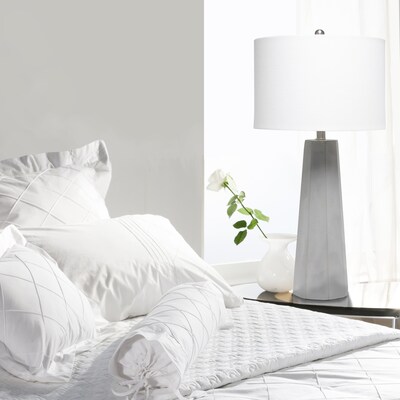 Lalia Home Concrete Pillar Table Lamp with Fabric Shade, White (LHT-5011-WH)
