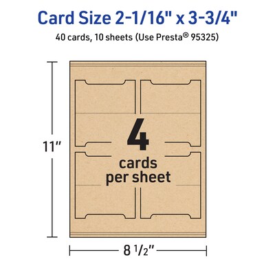 Avery Matte General Use Blank Cards, Kraft Brown, 40/Pack (95325)
