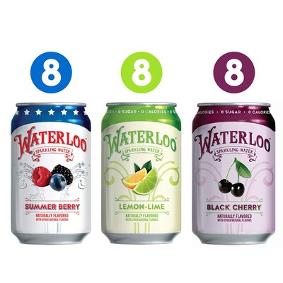 Waterloo Flavored Sparkling Water Variety Pack, 12 oz., 24/Pack (220-02411)